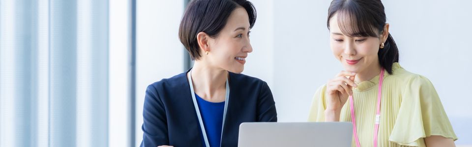 相談しながら補助金の計画申請をするOLのイメージ