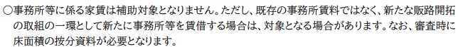 小規模事業者持続化補助金における家賃補助に関する項目